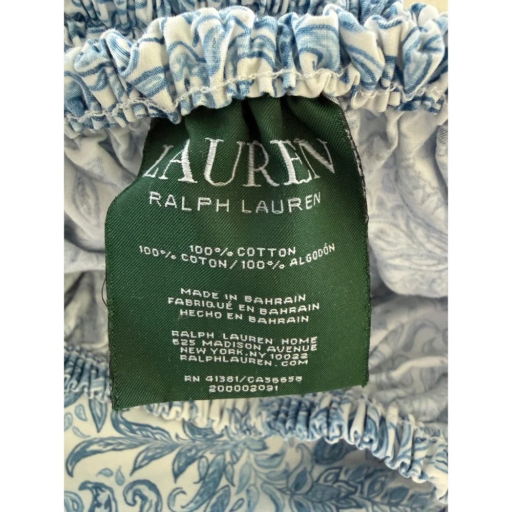 Lauren Ralph Lauren Blue Paisley Double Fitted Sheet 100% Cotton Full Cottage